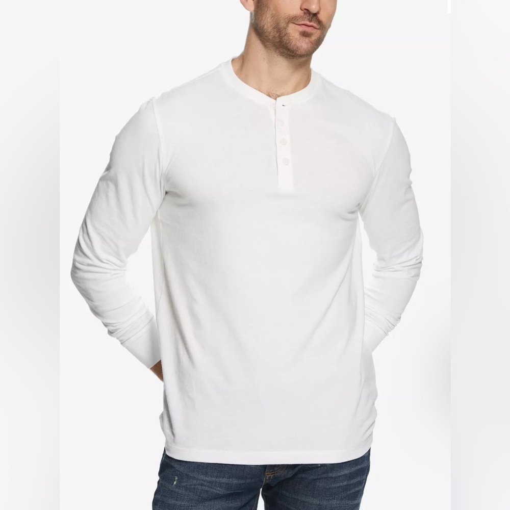 Weatherproof Men’s Henley Lpng Sleeve T-Shirt White New With Tags